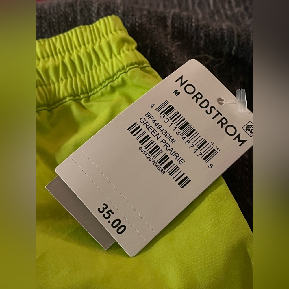 NWT bp. Cotton Drawstring Sport Shorts in Bright Green Prairie - Picture 4 of 5